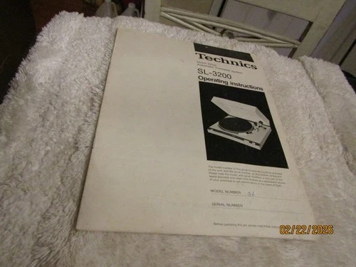 Vintage Technics SL-3200 Direct Drive Auto Turntable Operating Owners Manual
