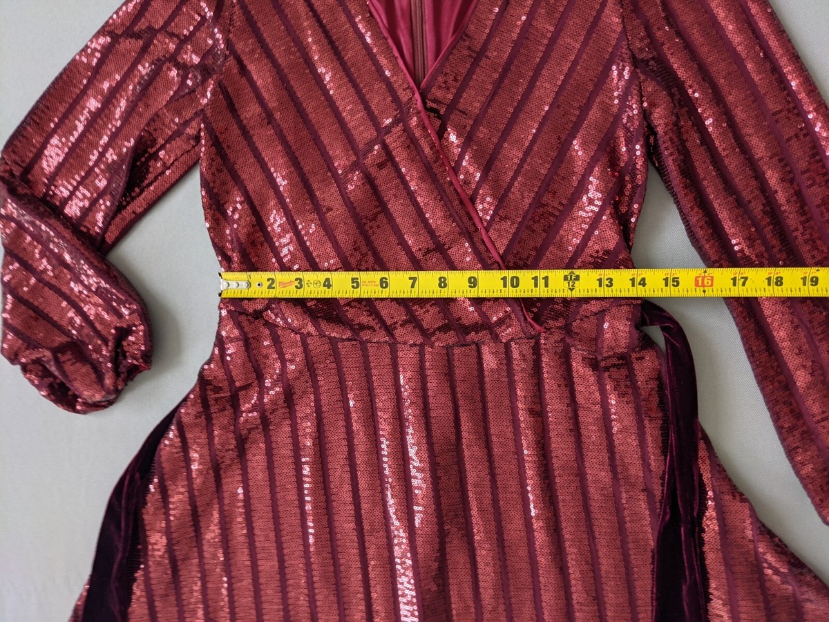 nanette lepore red sequin dress Nanette Lepore Size 8 Long Sleeves Sequin Dress Red Knee Length V-Neck NWT  $188