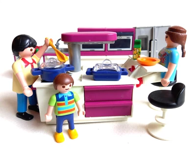 Playmobil - 5582 : cuisine design violette - meuble four frigo accessoire ilot - Photo 1/4