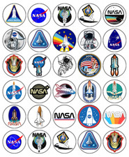 NASA Space Shuttle Cupcake Toppers Edible Icing Birthday Decorations (2 Sizes)