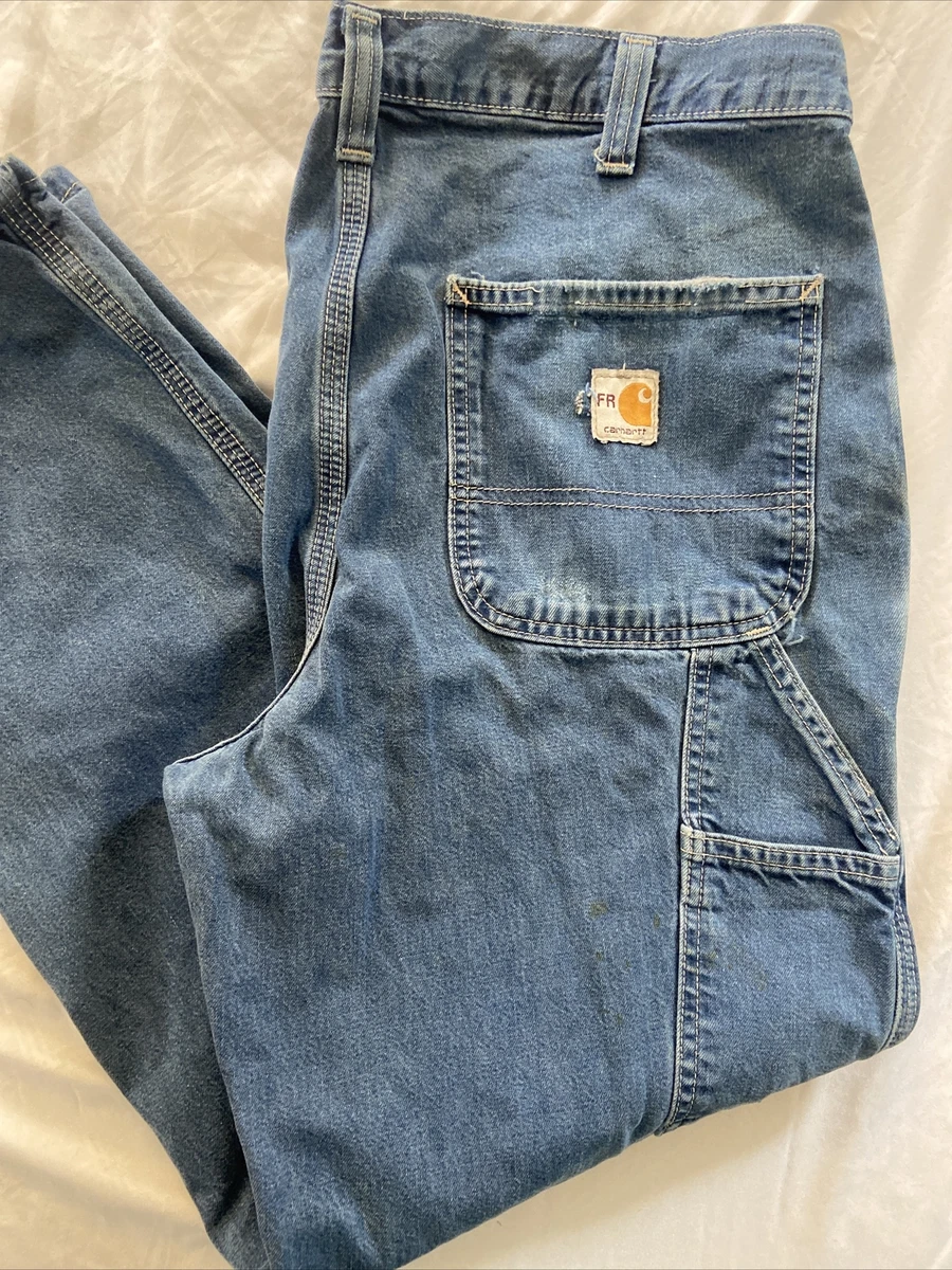 Carhartt FR 34x30 Flame Resistant Men s Carpenter Pocket Blue Denim Jeans 290 83