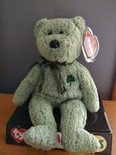 Shamrock Ty Retired Beanie Baby Green Teddy Bear with Shamrock