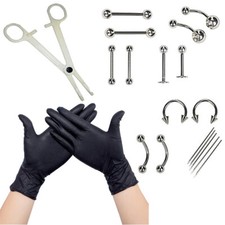 20X Body Piercing Kit Professional Tool Kit Ear Nose Navel Nipple Needle Set Eye