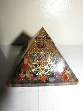 Large Chakra Inspirational Orgonite Pyramid 73mm ..With Symbol