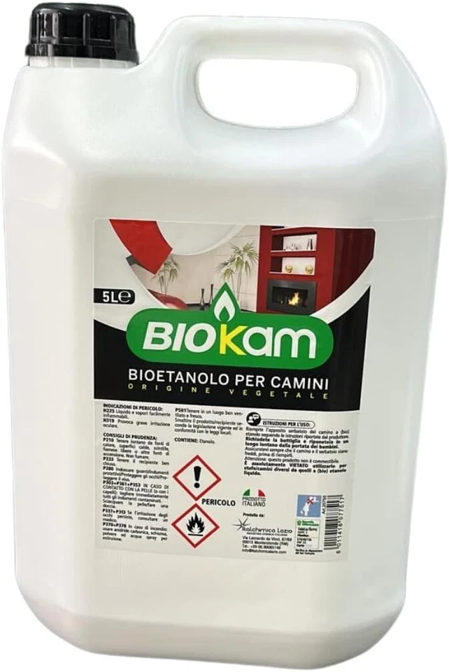 Bioetanolo liquido inodore Combustibile per stufa camino 5lt STOCK IN OFFERTA!!!