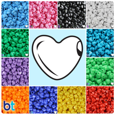 BeadTin Bright White Opaque 12mm Heart Pony Beads (250pcs
