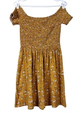 J for Justify Junior Large Dress Yellow Floral Stretch Off Shoulder READ