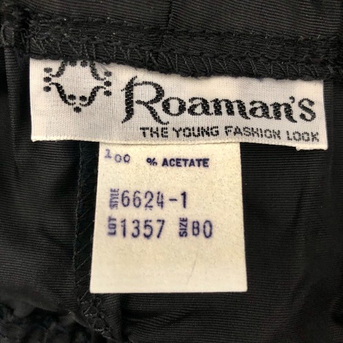 Roamans Vintage Half Slip Size B0 Black Taffeta Tiered Ruffled Midi Under Skirt - Picture 3 of 10