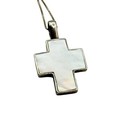 Sterling Silver Mother Of Pearl Cross Pendant Necklace Religious Statement