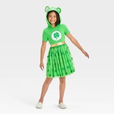 Care Bears Good Luck Bear Girls Tulle Dress Lucky Shamrock Size 14 - NEW