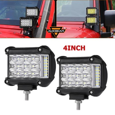 AUXBEAM 4pcs 4inch LED Work Light Combo Side Shooter Offroad Driving Fog Lamp