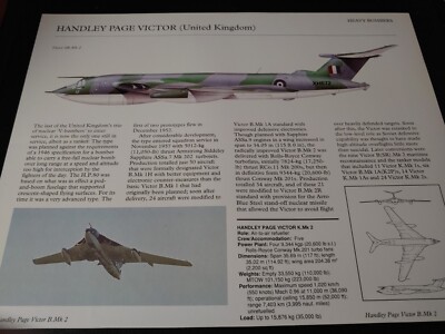 Handley Page Victor Aircraft Picture Out of Print Article Spec Sheet Wall Art 
