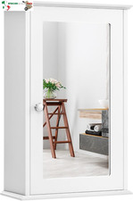 Specchio Bagno Contenitore in Legno, 34x15x53 cm, Mobile Sospeso Lavabo con HD S