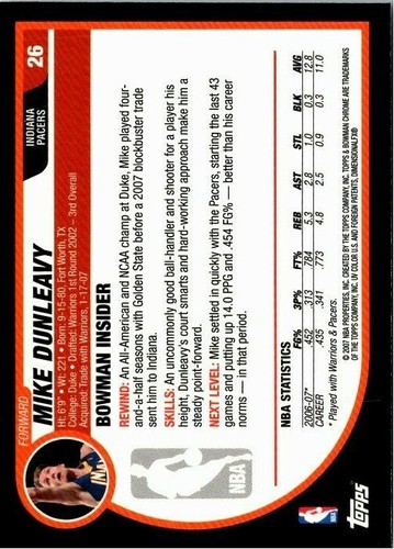 2007-08 Bowman Chrome Basketball -Pick Choose Your Cards  - Picture 13 of 117