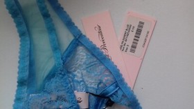 AGENT PROVOCATEUR BLUE ROZLYN OUVERT OPEN BRIEF SIZE 2 SMALL UK 8 BNWT