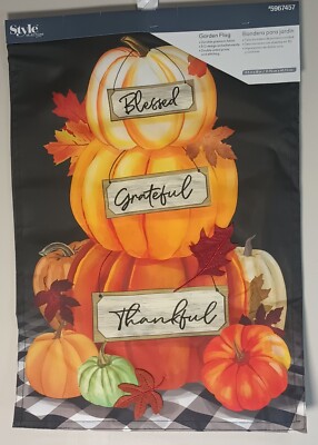 Style Selections Blessed Grateful Thankful Garden Flag NWT 12.5in X 18in Durable