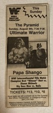 1992 WWF Ultimate Warrior Vs Papa Shango Vintage Print Ad Memphis Pyramid pa27