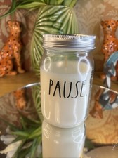 Rae Dunn Pause Spiced Wood Scented  Soy Jar Candle New d33