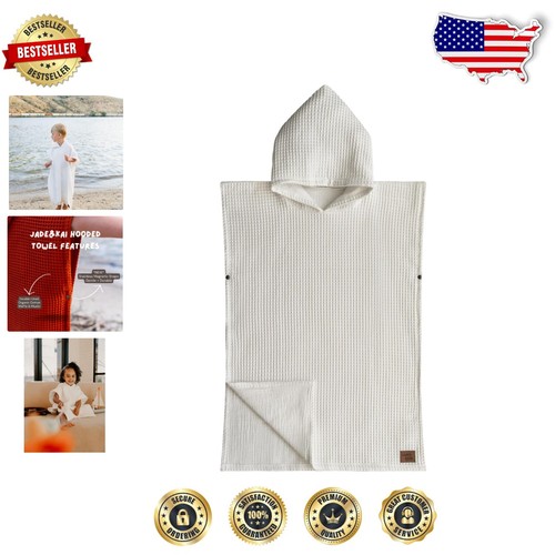 Multi-Color Kids’ Hooded Towel - Organic Cotton, Snaps into Poncho, Ages 3-6 Yrs
