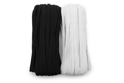 144 YARDS Bulk White or Black Elastic 1/4 Inch & 3/8 Inch Braided Cord on SPOOLS