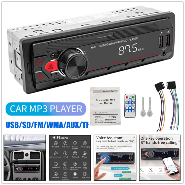 Single Din Car 12V Bluetooth Audio USB/SD/Aux/TF/FM/WMA/MP3 Radio Stereo Player