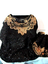 Mary McFadden Black Silk Beaded Collar Evening Bag Set Vintage Original Box