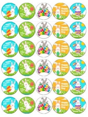 30 x Osterhasen Essbare Oblate Papier Cupcake Topper Fee Tortenaufleger