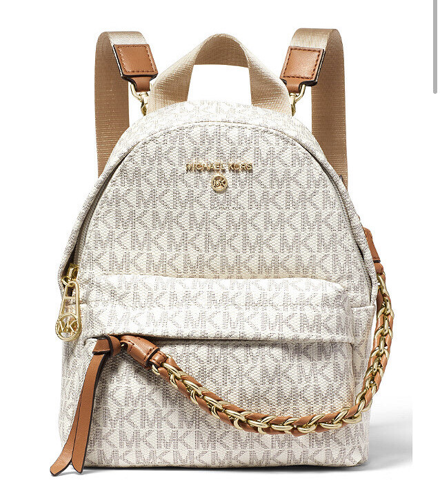 Michael Kors Slater Extra Small Convertible Messenger Vanilla/Acorn Backpack Michael Kors Mini Slater Backpack | Mercari main image 4
