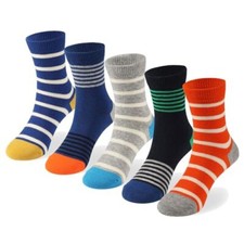 Kids Boys Crew Dress Socks Blue Gray Design Medium Colorful Stripes