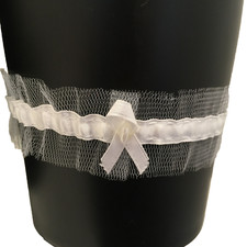 Biały ślubny pasek do pończoch jeden rozmiar biała kokarda i perła siatka i wstążka ślub sexy