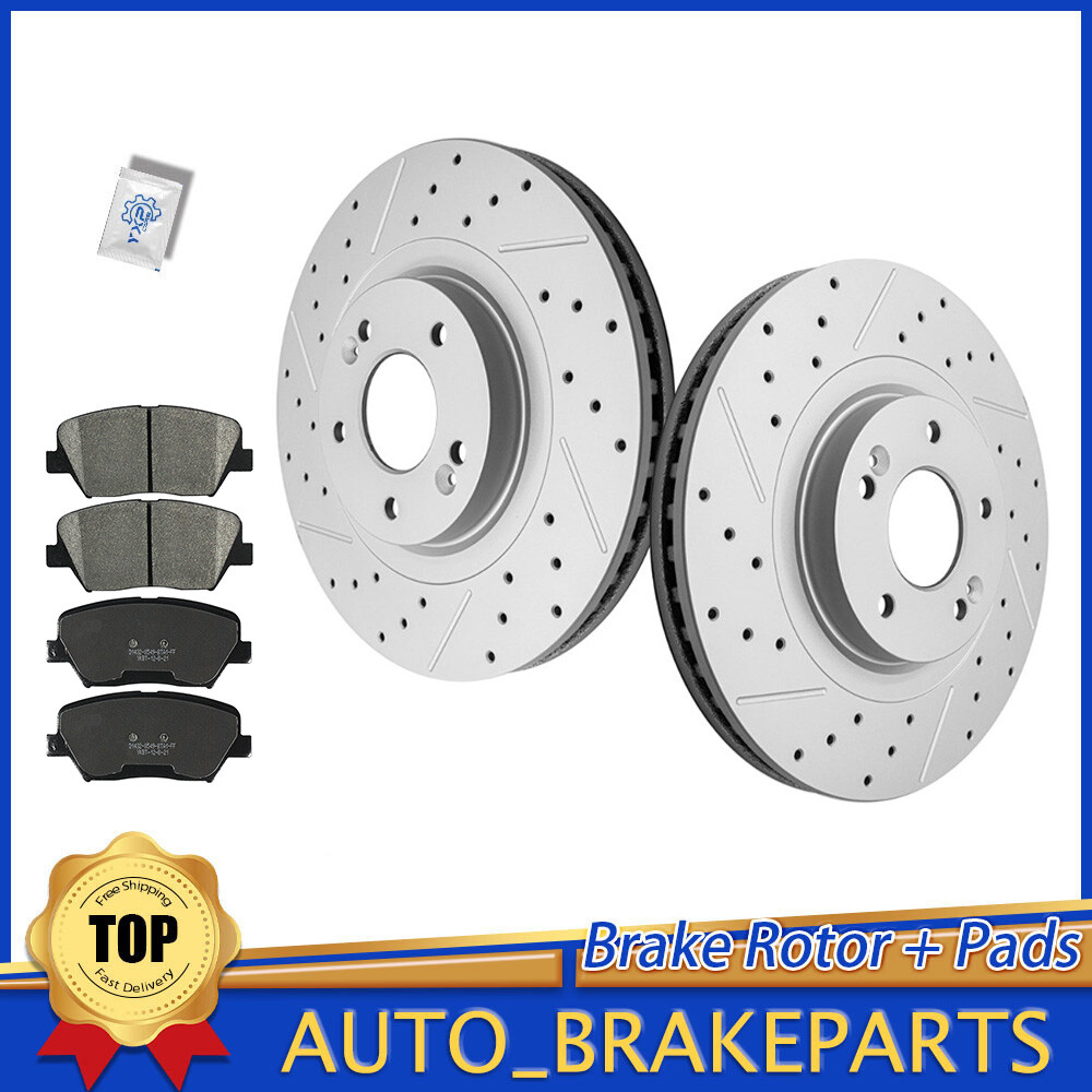 Front Drilled Disc Brake Rotors Pads For Hyundai Santa Fe Sport Kia Sorento
