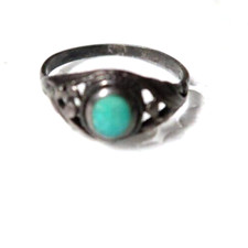 VINTAGE SOUTHWEST STERLING SILVER TURQUOISE RING SIZE 5
