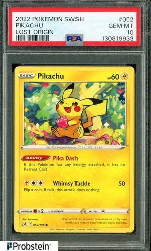 2022 Pokemon SWSH Lost Origin #052 Pikachu PSA 10 GEM MINT