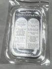 New Listing1 oz .999 Silver Bar - Ten Commandments Tablets German & English Proof Finish