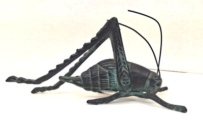 San Pacific Grasshopper Cricket Bronze Brass Figure 6'' Made in Korea Good Luck