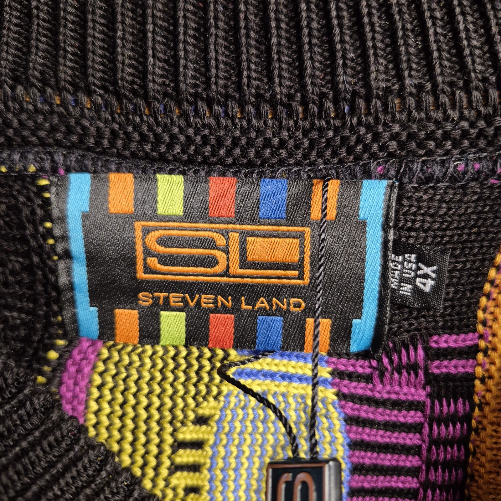 Steven Land Vintage Sweater 3D Cable Knit Psychedelic Multicolor NWT New Tags