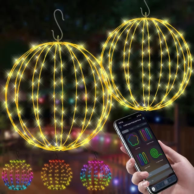 2 Pack 30cm Christmas Lights Balls Outdoor Decorations Smart APP Control RGB
Opens in a new window o
