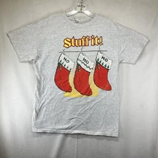 Vintage Christmas T Shirt Large Sun Sportswear 90s Funny Ho's Santa 'Stuff It'
