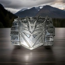 Transformers Decepticon Silver Metal Antique Finish Interchangeable Belt Buckle