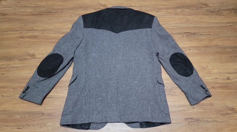 Casaco esportivo vintage de lã pendleton 44 preto cotovelo ombro patch - Imagem 2 de 2