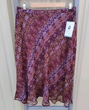 NEW Jaclyn Smith Midi Skirt Large Purple Y2k 2000's Boho Pebble Print