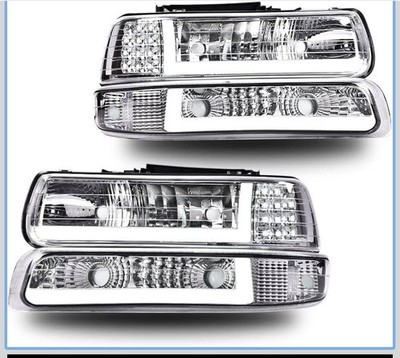 CHEDA LED DRL Headlight Assembly Lamp, lens Chrome Housing Clear Reflector Chevy