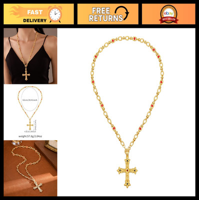 Elegant Cross Pendant Necklace for Women - 18K Gold-tone Faith Jewelry, Lightwei