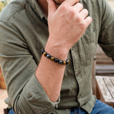 Men's Triple Protection Adjustable Braided Beaded Bracelet Fashion Wrist Jewelry