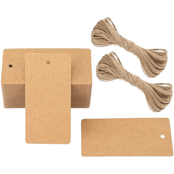 GeschenkanhäNger Kraftpapier Etiketten 100 StüCk Mit Jute-Schnur 4,5X9 Cm-image