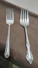 Two Misc. Silverplate Serving Forks: Wm. Rogers Mfg Co Valley Rose & Marianne