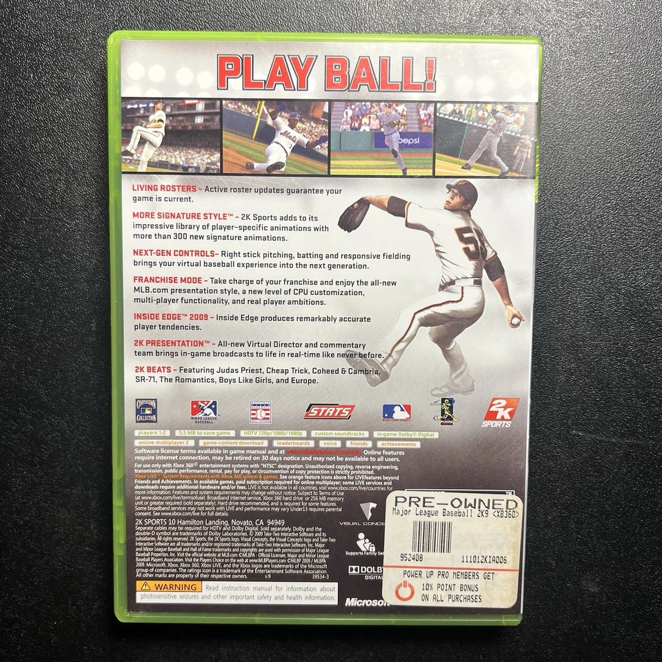 Major League Baseball 2K9 - Xbox 360 Game Tested Complete - Image 2 of 4
