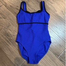Vintage Anne Klein Blue One Piece Swimsuit Textured Size 10 USA Made
