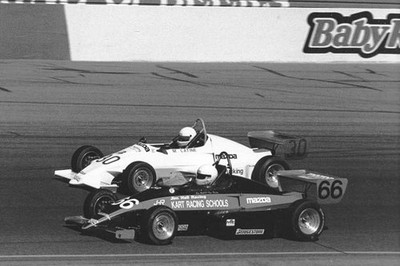 Jim Hall II leads a fellow competitor at an SCCA Formula Mazda rac- Old Photo