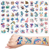 Ocean Tattoos FüR Kinder, 10 BläTter Wasserfarben Ocean TemporäRe Tattoos, Kinde